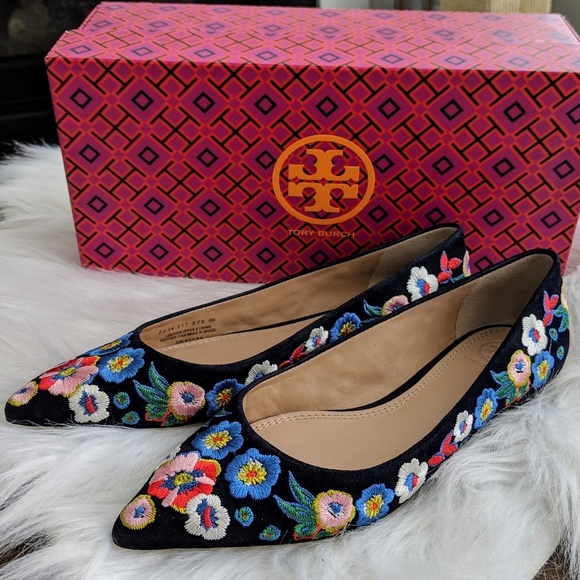 Tory Burch Shoes - Tory Burch Rosemont Floral Embroidered Ballet Flat